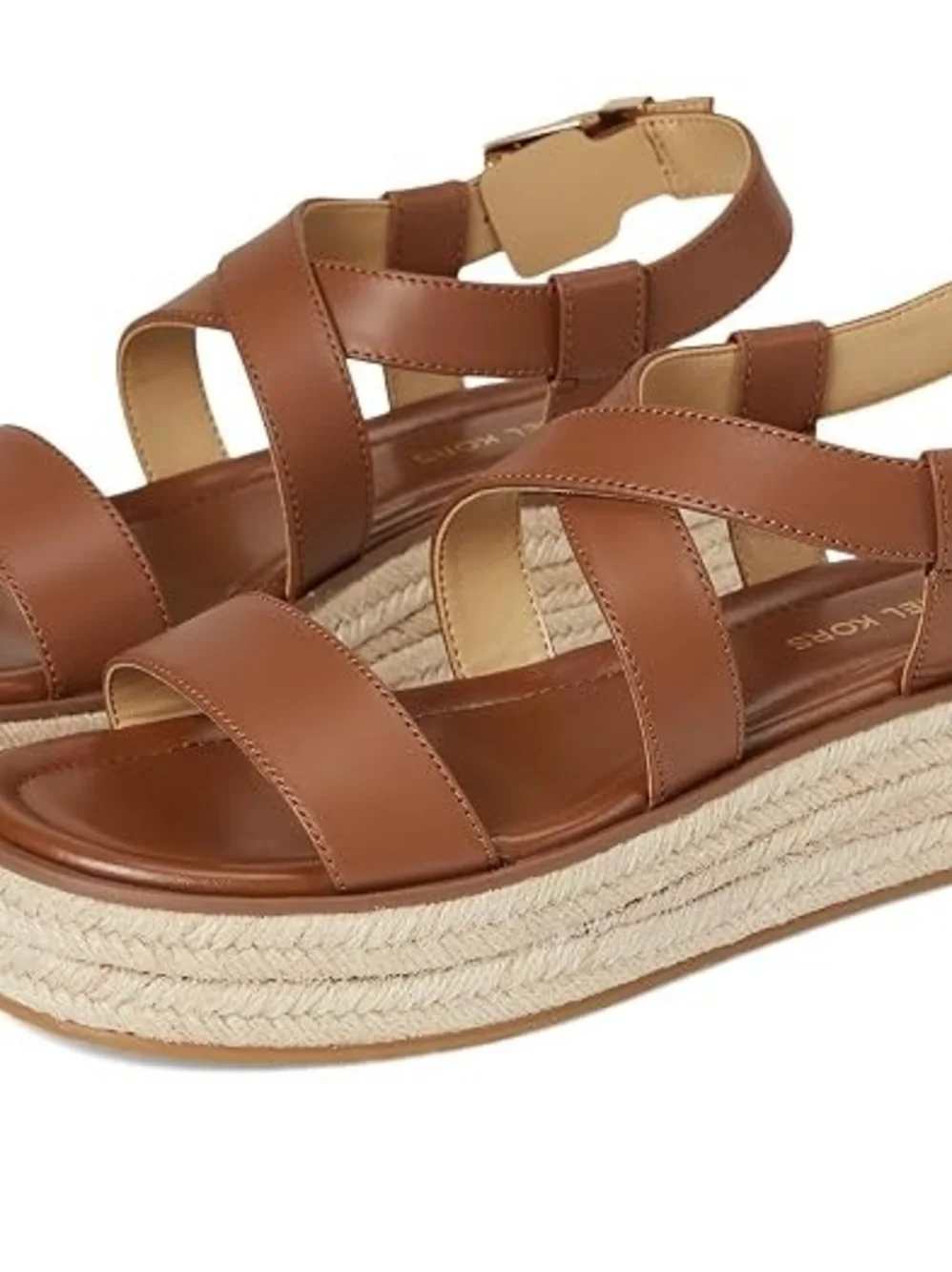 Michael Kors Brown Leather Espadrille Platform Sandals